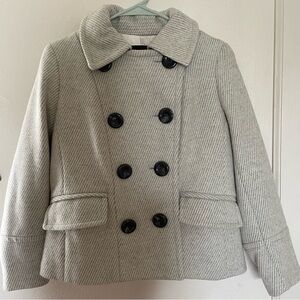 Banana Republic Light Gray Striped Wool Blend Peacoat-Petite size SP